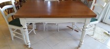 tavolo rustico country e shabby allungabile con 4 sedie legno massello e tessuto