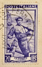 Cartolina Viaggiata con Francobollo 20 Lire La Sciabica Campana