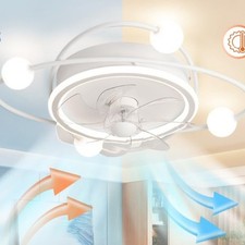Ventilatore da Soffitto Moderno Silenzioso con Illuminazione per Sala da Pranzo (Bianco)