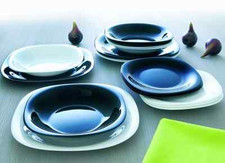 Servizio 19 Pezzi Piatti Carine Luminarc  Black & White Vetro Opale Bianco Nero