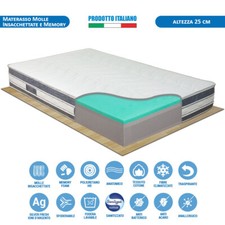 Materasso molle insacchettate e memory piazza e mezza sfoderabile alcantara h25