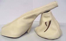 LANCIA YPSILON CUFFIA CAMBIO E FRENO IN VERA PELLE BEIGE + RICAMO PERSONALIZZATO