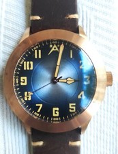 Aerotec Ace MKII Full Pack Blue Dial Bronze automatico Pilot Diver full set NUOVO