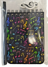 Kit Regalo a Tema Musicale 1 Block Notes 1 Matita 1 Gomma Natale Blocco Note