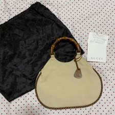 Borsa a mano Gucci by Tom Ford anni 2000 in bambù tela beige marrone usata co...