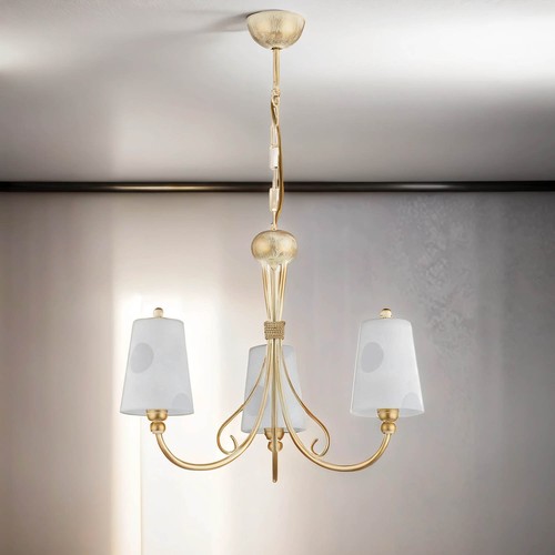 Lampadario vetro bianco oro - lampadario, in