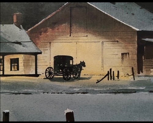 Stampa acquerello winter amish - stampa,