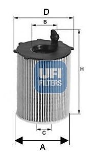Filtro olio ufi - olio, 25.128.00