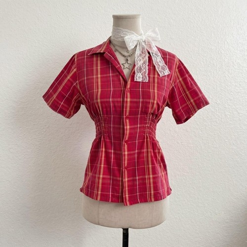 Camicia rossa quadri con - a,