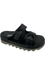 Cougar Leather or Suede Buckle Slide Sandals Pepa Black