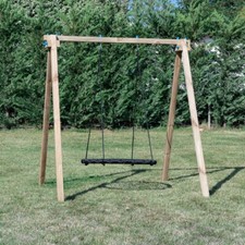 Altalena in legno Standard con 1 cesto in corda nero PP da giardino per bambini