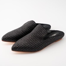 Pantofole slip on taglia 40 Max Mara Weekend nere Tela Raffia Mules