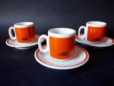 Set 3 Tazzine HAG per Caffè Espresso Decaffeinato Anni 70 Vintage con Piattino