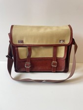 Borsa Cartella in  Pelle e Tela - originale anni '70 vintage