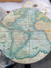 Scatola Di Latta Mappamondo Inglese Anni 40-English Tin Box With World Map 42cm 