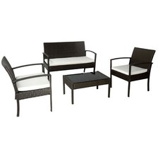 Salotto da Giardino Set Esterno Divano Poltrone Tavolo Rattan Marrone c Cuscini