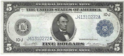 1914 banconota 5 - -, dollari