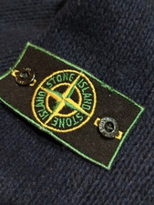 STONE ISLAND Vintage 80s Osti Lana Blu Sweater Marina M Patch Verde RARISSIMO B