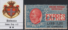 Italia occ. Dalmazia - Espresso - Sassone n.2 MNH** cv 1320$ con Certificato