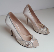 Decollete open toe panna in raso n. 38/39 Pittarello scarpe sposa tacco aperte