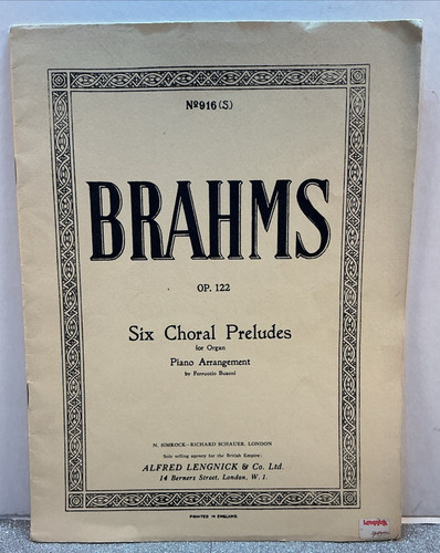 Brahms 122 sei preludi - -, op