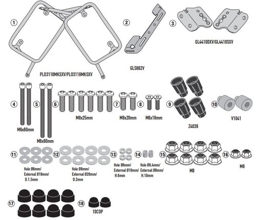 Kit portavaligie laterale - , pl