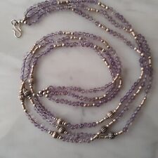 AMETISTA PERLE COLLANA FILI ARGENTO 925 PERFETTA CHIUSURA ARGENTO ZODIACO PESCI