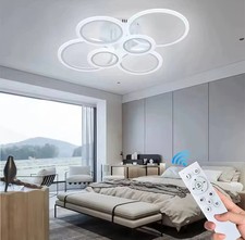 PLAFONIERA DA SOFFITTO LAMPADARIO LED STILE MODERNO CON TELECOMANDO 75W CERCHI