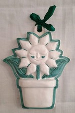 Thun Formella Da Appendere Girasole Sorridente Verde Vintage Raro