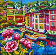 Abbraccio di luce a Portofino Athos Faccincani Opera SERIGRAFIA Ed Lim Paesaggio