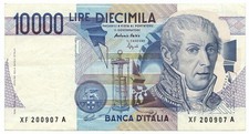 10000 LIRE B. D'ITALIA ALESSANDRO VOLTA SERIE SOSTITUTIVA XF 23/09/1996 BB/SPL