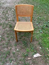 SEDIA DI DESIGNE DEGLI ANNI 80 IN LEGNO E PAGLIA DI VIENNA