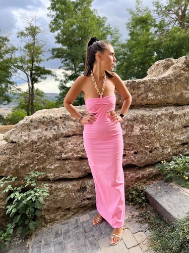 Vestito rosa catena elegante - rosa,