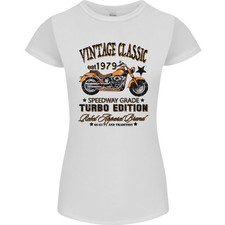T-Shirt Vintage Classica Per Moto Biker Donna Taglio Petite