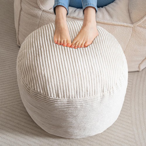 Round pouf ottoman corduroy - round,