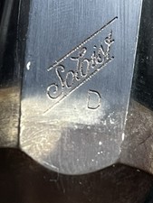 Vintage Selmer gambo lungo pergamena solista tavolo D sassofono baritono boccaglio