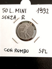 50 LIRE MINI 1992 REPUBBLICA SENZA IL SEGNO DELLA ZECCA "R" RARA UNICA SPLENDIDA