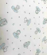 STOFFA  AL METRO COTONE CELESTE O ROSA BIMBO BIMBA CON ORSETTI 100% COTONE