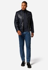 giacca di pelle blu Cooper di