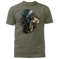 T-shirt spirito leone animale totem indigeni nativi americani indiani piuma