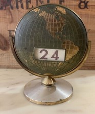 CALENDARIO PERPETUO VINTAGE metallo ottone globo mondo art deco anni 30 FUNZIONANTE