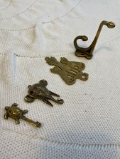 Lotto 4 ganci appendiabiti vintage in ottone animali elefante gatti tartaruga