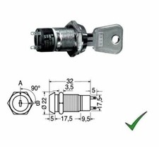 Interruttore a chiave 2 chiavi per antifurto a 2 posizioni 250V 2A 22mm 12V