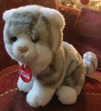 Trudi,  peluche, tenero gattino, gatto, grigio tigrato con medaglietta