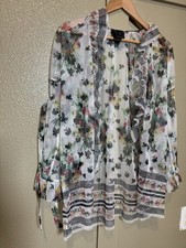 Camicetta Anna Sui trasparente floreale con volant - taglia S - made in USA - rara