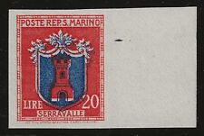 San Marino - 20 L. Stemma 1945 non dentellato bordo foglio firma Bolaffi MNH**