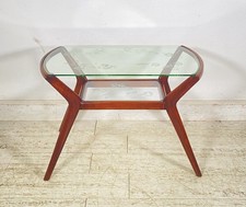 ANTICO TAVOLINO ATTR ICO PARISI LEGNO VETRO ANNI 50 2 RIPIANI DESIGN SMALL TABLE