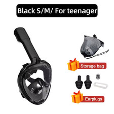 MASCHERA SUBACQUEA FULL FACE NERA ANTI-FOG PER SNORKELING E SCUBA DIVING