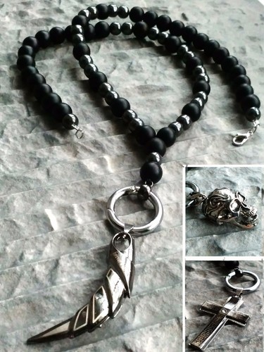 Collana onice opaco - , teschio