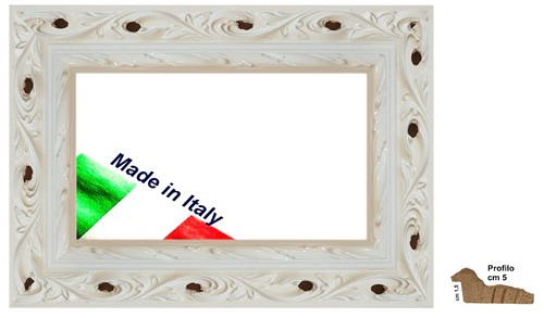 Cornice legno bianca lucida - in,